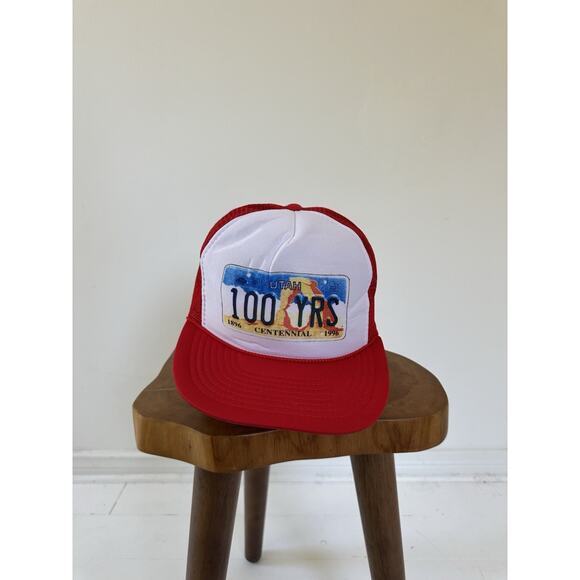 Vintage 1996 Utah Centennial Trucker Foam Snapback Hat - Picture 1 of 6